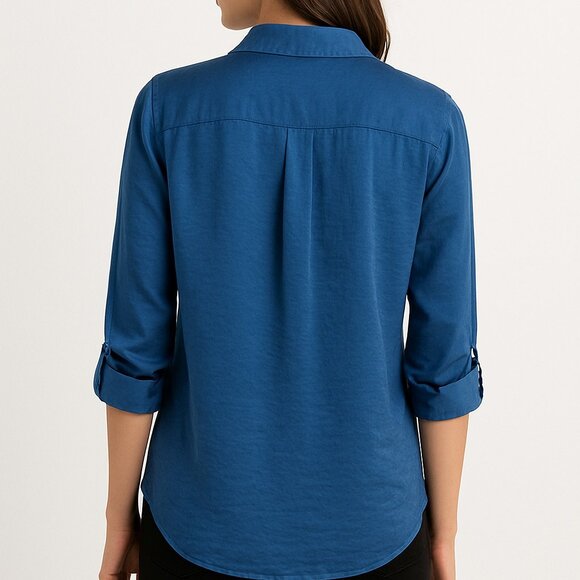 Michael Kors Sapphire Blue Satin Shirt - Picture 4 of 8